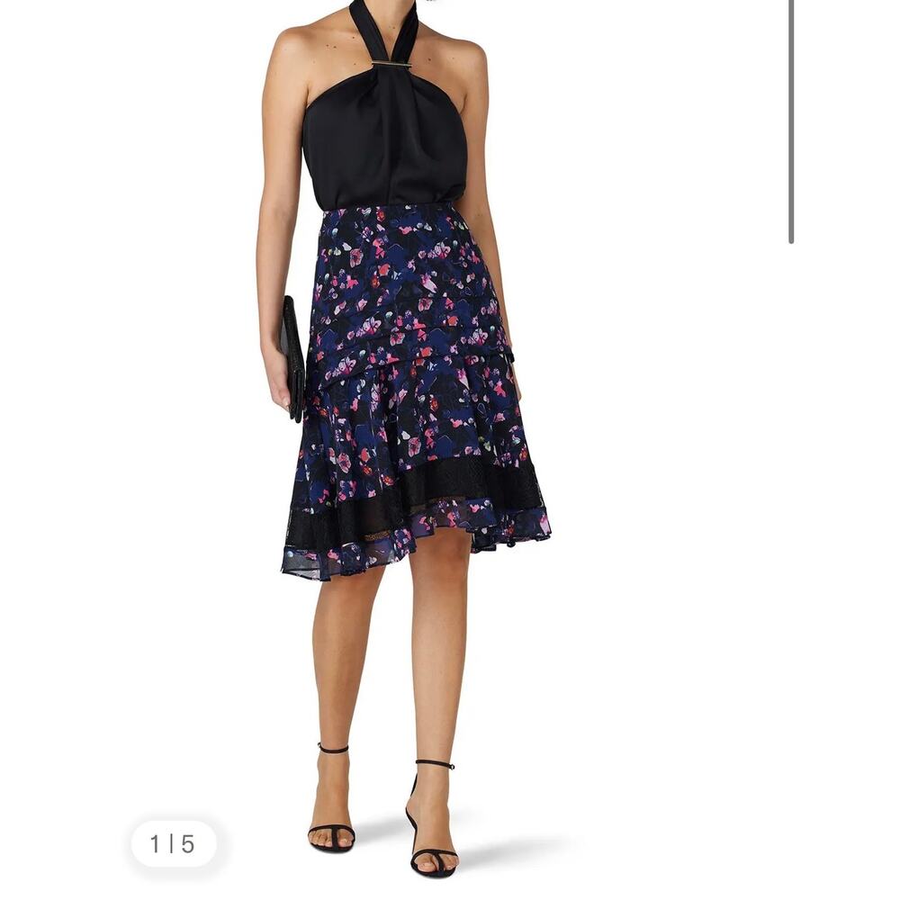 JASON WU Collective Multicolor Floral Print Tiered Layered Skirt Size 8